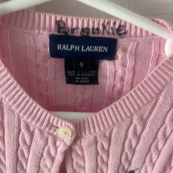 Ralph Lauren Mini-cable Cotton Cardigan in pink - size 5 - Picture 3 of 5